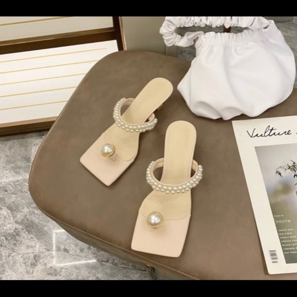 Pearl kitten heel sandals